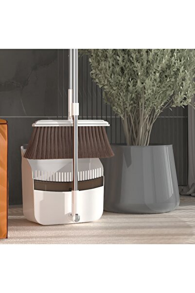 Herum Set mătură și făraș pliabile, Herum, autocurățabile, alb/gri