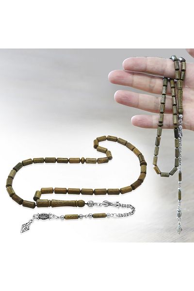 Tesbihane سبحة معدنية متدلية على شكل سلسلة ألبانية غير قابلة للتلطيخ، مقصوصة على شكل كبسولة، باللون البني الفاتح