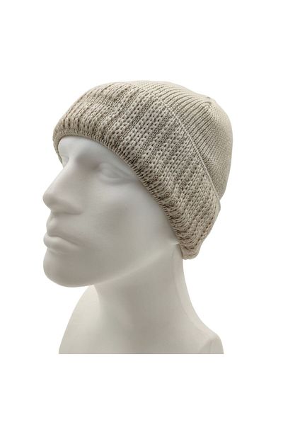PAKER GİYİM Beige Cream Color Winter Folded Thick Woolen Knitwear Knitted Basic Siberian Beret Thick Siberian Beret