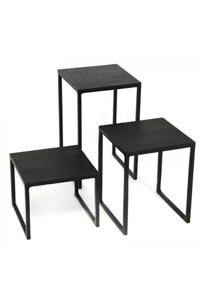 Raki Set of 3 black metal buffet stands