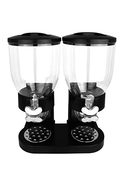 divendi-ro Cereal dispenser, with 2 containers, capacity 500g, black