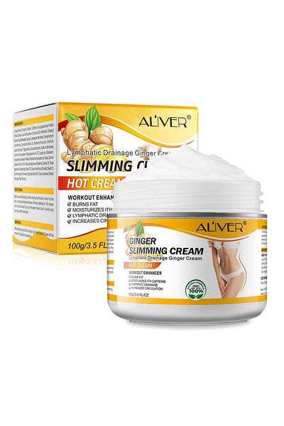 ALİVER Cremă de slăbire și drenaj limfatic cu ghimbir, efect anticelulitic, cremă fierbinte, 100 g