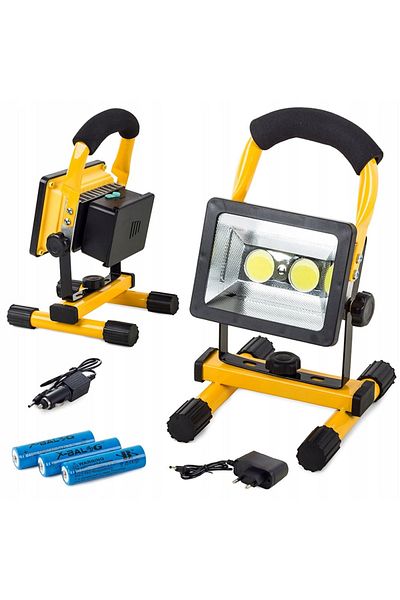 Welora Lampă de lucru cu proiector cu 2 LED-uri COB, Putere 50W, 3 baterii incluse - Galben/Negru