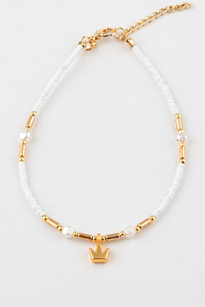 Sortie Aksesuar Gold Drop Detailed Variable Figured Beaded Anklet 017