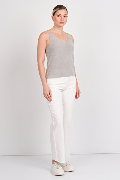 ONLY Women's Onlshına V-Neck Glitter Knitted Blouse 15322379 Gray