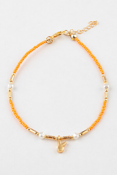 Sortie Aksesuar Gold Drop Detailed Variable Figured Beaded Anklet 017