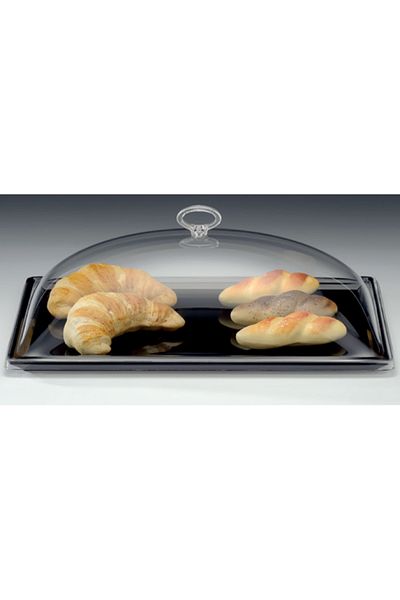 Raki Rectangular black melamine tray with lid 18x35cm