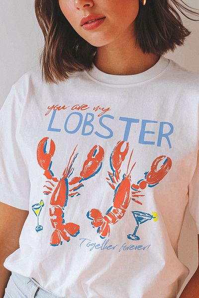 Kendim Seçtim You Are My Lobster Love Friends Dragoste Afecțiune Homar Tricou alb imprimat Tricou cu mânecă scurtă