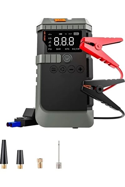 Vothoon Şarjlı 12.000 mAh Taşınabilir Çanta Araç Akü Şarj Takviyeli Işıklı Hava Kompresörü Powerbankli