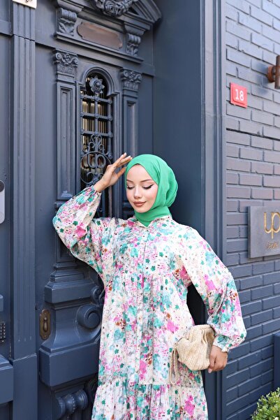 HARMAN BUTİK Γυναικείο φόρεμα Modal με μοτίβο με κουμπιά