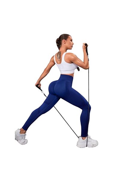 OEM Colanti Sport Eleganti, Talie Inalta si Efect Push-Up, Albastru - L