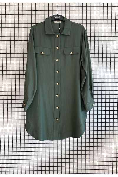 Armine Trend Buttoned Back Detailed New Style Strawberry Fabric Modern Tunic