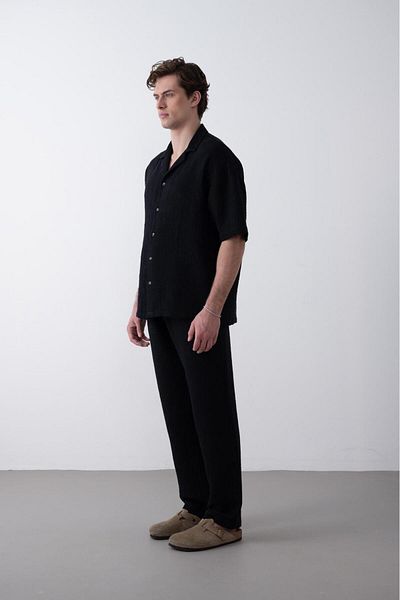 TÜZeMEN Leaf Patterned Textured Baggy Boy Casual Pants