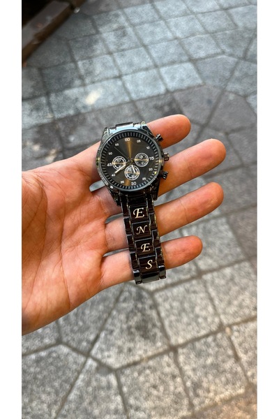 Moon Unisex Model Kişiye Özel İsim Yazılı Çelik Kol Saati