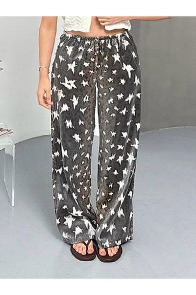 Melek Bebeğim Star Patterned Satin Trousers