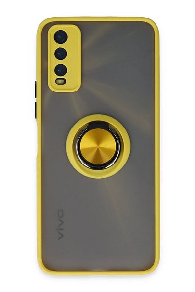 CepteToptan حافظة فيفو Y11S غطاء سيليكون مونتريال مع حلقة - أصفر - MKİ9191-6296