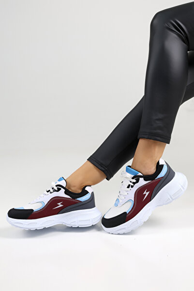 Encool Bílé bordó detailní dámské tenisky pro volný čas Stylová vysoká podrážka - s možností výběru barvy