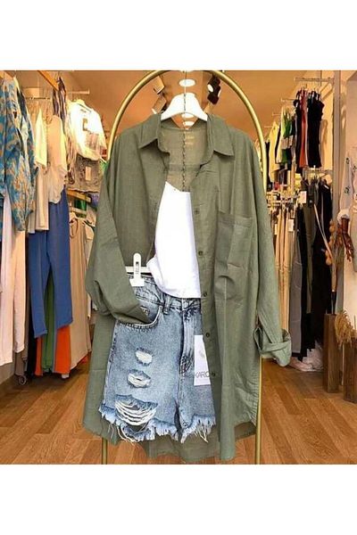 Modahiro Γυναικείο λινό πουκάμισο Oversize