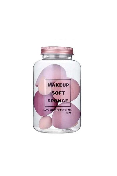 SOLLUXE Set of 7 Makeup Sponges for Wet and Dry Application with Storage Container