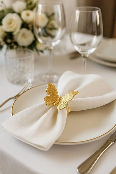 Arma House Set of 2 Luxury Butterfly Gold Napkin Rings
