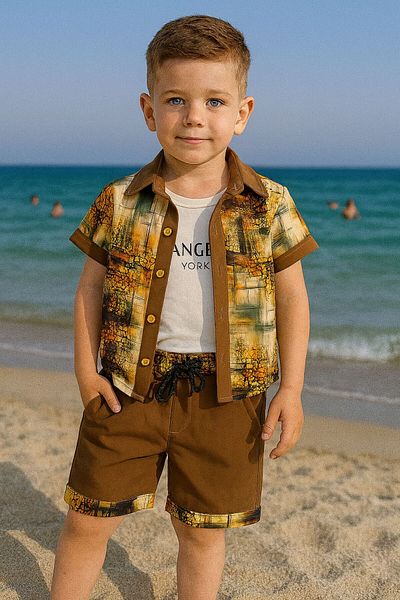 Bulut Baby Boy's Summer, Sea Shirt-T-Shirt-Shorts Set