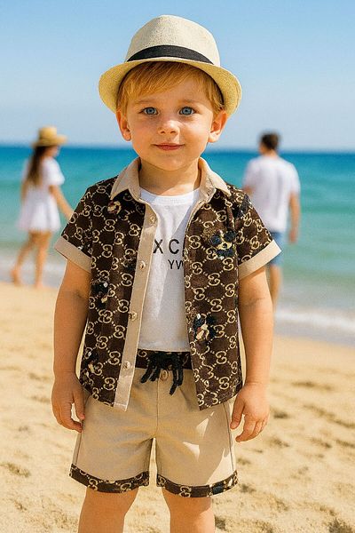 Bulut Baby Boy's Summer, Sea Shirt-T-Shirt-Shorts Set