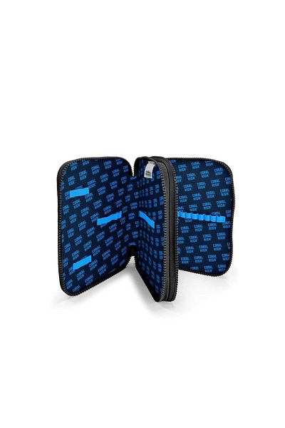 Coral High Geantă pentru creion cu două straturi cu model de dama alb-negru 11146