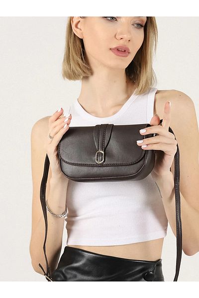 Catwins Women's Brown Buckle Cross Strap Shoulder Bag C3012