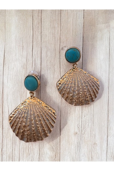 Bo Takı ve Aksesuar Mussel Model Blue Stone Earrings