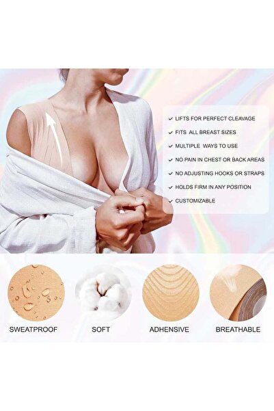 ELAIMEI Professional Breast Lift and Support Tape with 2 Nipple Protectors, Hypoallergenic,