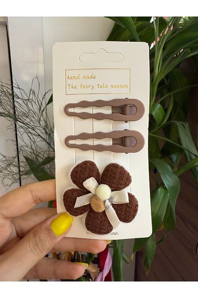PONÇİK ACCESSORİES Set of 3 Children's Floral Clamp Buckles