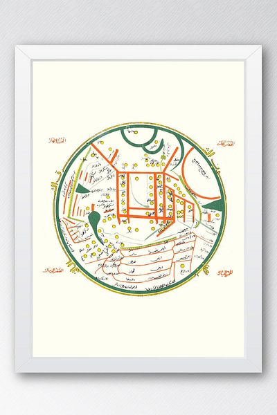 Saturn Mahmut of Kashgar Map Framed Painting