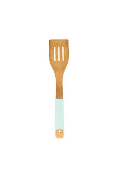 Bestchoice Bamboo Perforated Spatula with Silicone Handle / 30 cm