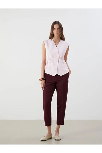 LC Waikiki Lcwaikiki Classic V-Neck Linen Blend Women's Classic Vest