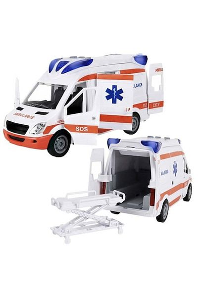 KRUZZEL Toy Ambulance, Kruzzel, Plastic, with Doors that Open, Lights and Sound Signals, 25 x 12.5 x 9 cm, w