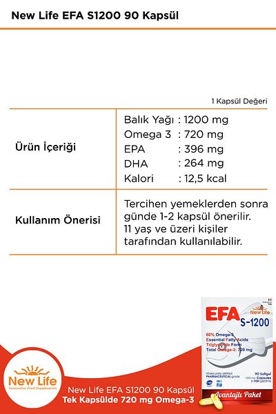 New Life Efa S-1200 Mg 90 Capsules 2 Pieces