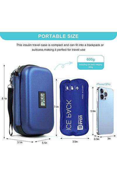 Generic Gosemai 48h Insulin Cooler Travel Case with Thermometer & 2 Ice Packs