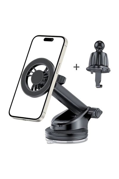 OEM Car Phone Holder, Two Mounting Modes, Suction Cup/Vent Clip, MagFit Compatible + 2 Magnetic Rings, B
