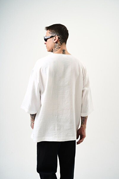 TÜZeMEN Fakir Sleeve Relaxed Cut Linen Tshirt