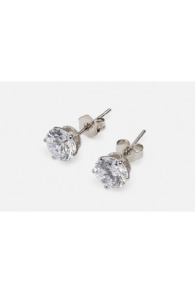 OEM Round Stud Earrings, 5mm, Cubic Zirconia, 304 Stainless Steel