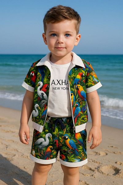 Bulut Baby Boy's Summer, Sea Shirt-T-Shirt-Shorts Set
