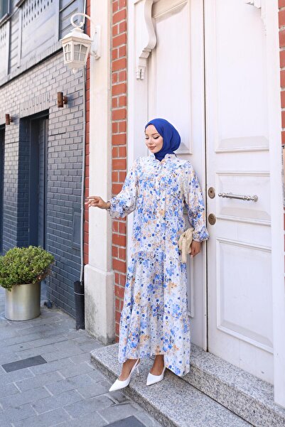 HARMAN BUTİK Γυναικείο φόρεμα Modal με μοτίβο με κουμπιά