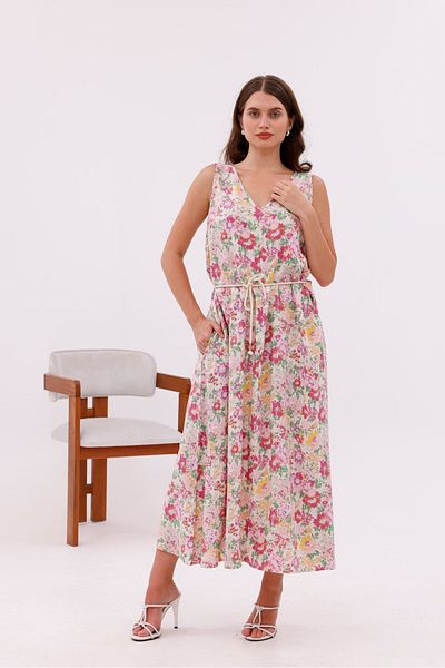 Pulli Collection Patterned Viscose Fabric Lace-Up Long Dress