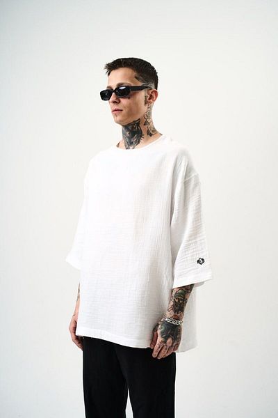TÜZeMEN Fakir Sleeve Relaxed Cut Linen Tshirt