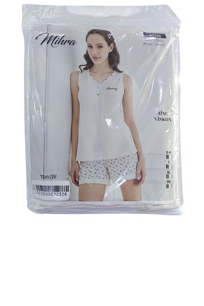 Mihra Ring Viscosa Zero Sleeve Shorts with Buttons Tkm.
