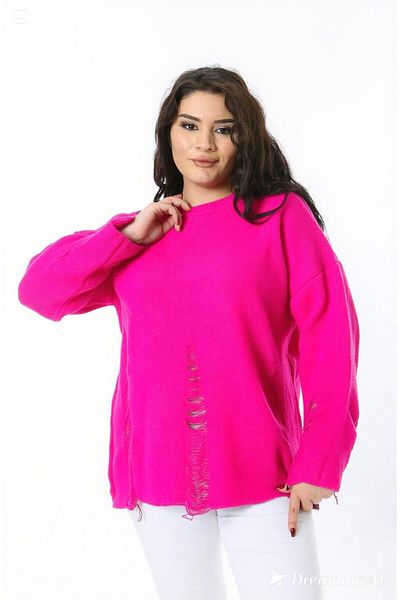 Şans Women's Plus Size Fujya Ripped Detailed Knitwear Sweater 65N38563