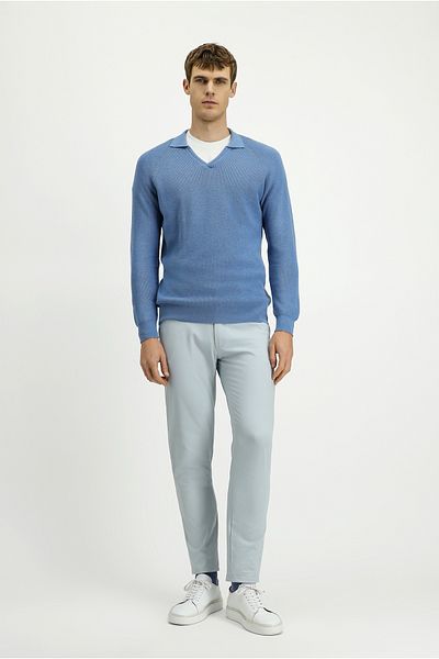 Kiğılı Polo Neck Slim Fit Slim Fit Patterned Cotton Wool Knitwear Sweater