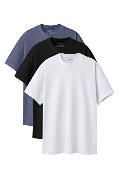 Velvoria Unisex supradimensionat basic 3-bucăți Negru Alb Antracit Culoare tr...