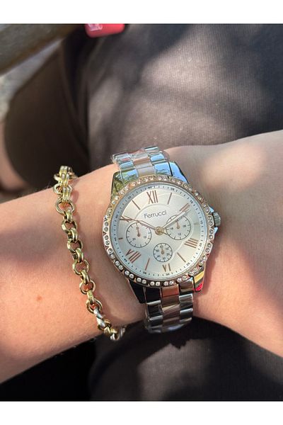 Ferrucci Rosegold and Silver Bicolor Function Sport Steel Watches Women's Watches Do Not Change Color