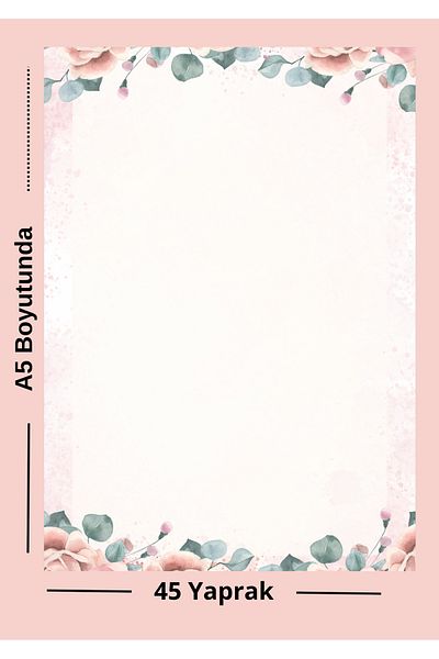 Ez&Tu Stıcker Pastel Floral A5 Blank Note Paper |   Watercolor Patterned 45 Sheets